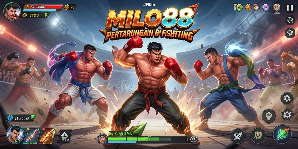 Tampilan seru pertarungan dalam MILO88 dengan karakter unik.