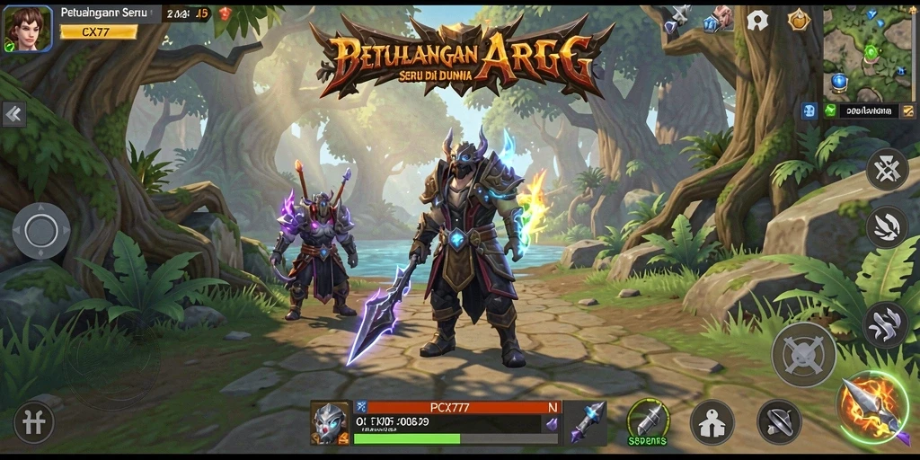 Tampilan gameplay seru di dunia ARPG PCX777 yang penuh petualangan.