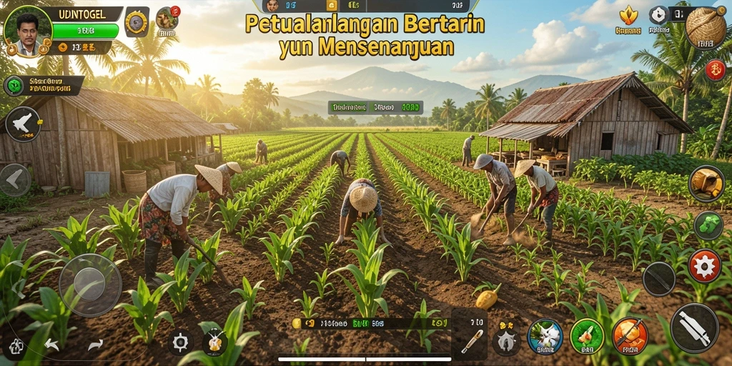 Tampilan screenshot menunjukkan gameplay seru bertani di UDINTOGEL.